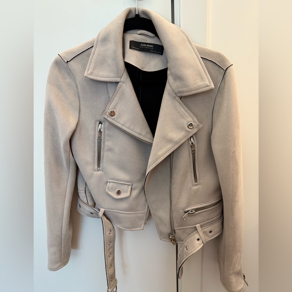 Zara Cream Suede Moto Jacket